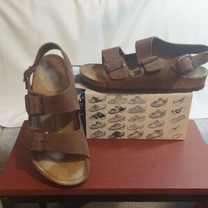 Birkenstock Brown Leather Sandals with Adjustable Straps